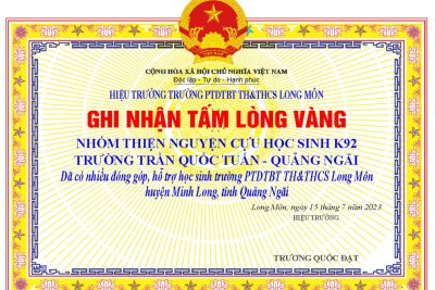 THƯ CẢM ƠN