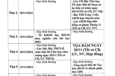 Lịch công tác Tuần