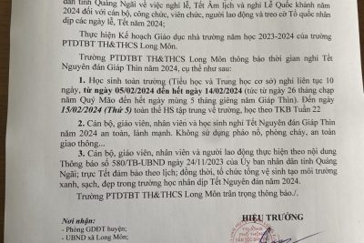 Thông báo nghỉ Tết Nguyên Đán Giáp Thìn 2024